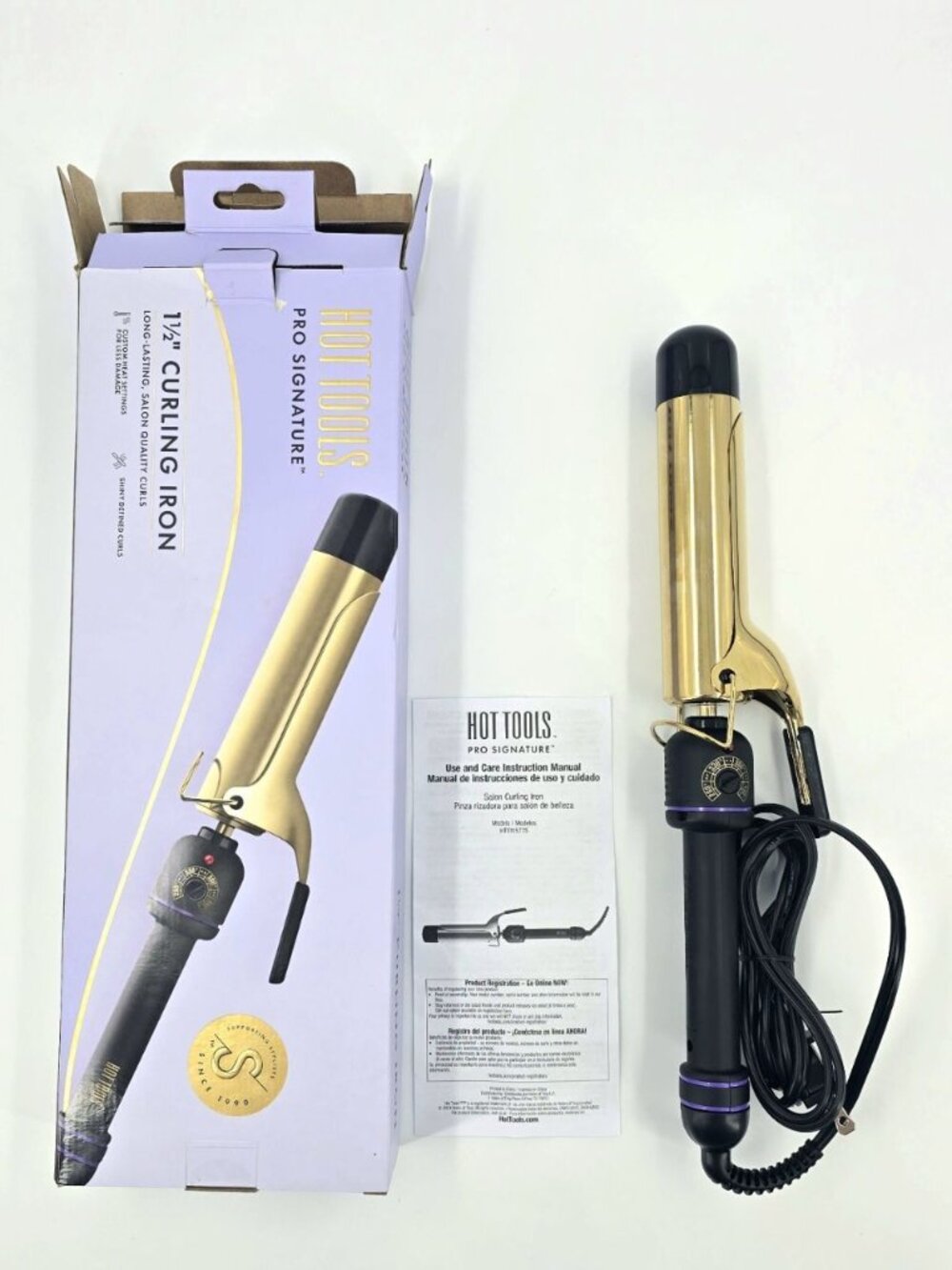 Hot Tools Pro Signature Gold Barrel Curling Iron 1-1/2" 430°F Works